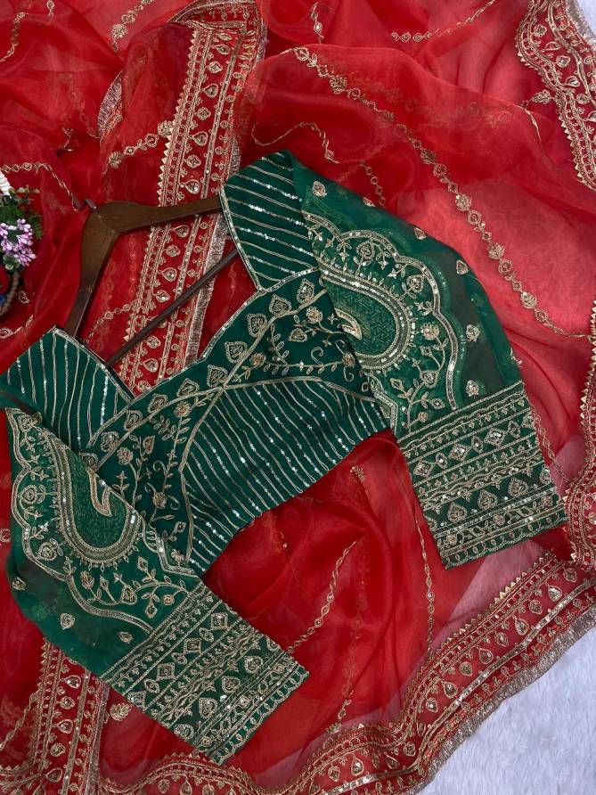 LG 1873 Organza Red Karva Chauth Designer Saree Wholesale Price in Surat